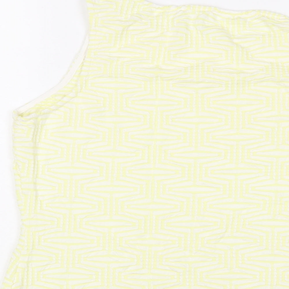 Marks and Spencer Womens Yellow Geometric Viscose Basic Tank Size 16 Scoop Neck