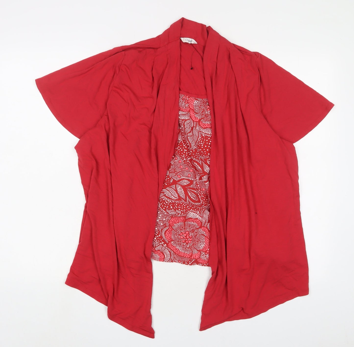 Classic Womens Red Fair Isle Viscose Basic Blouse Size 20 Scoop Neck