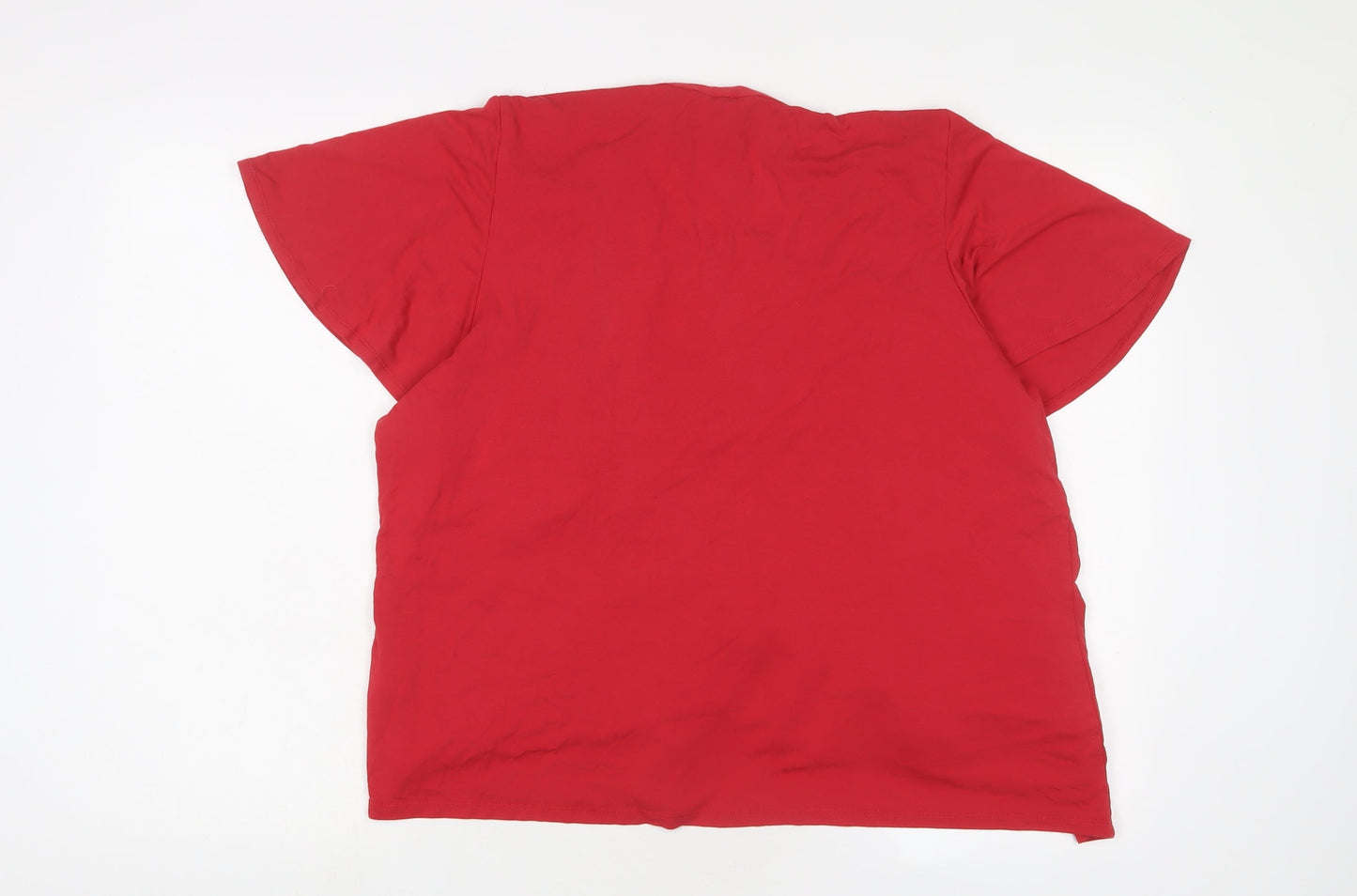 Classic Womens Red Fair Isle Viscose Basic Blouse Size 20 Scoop Neck