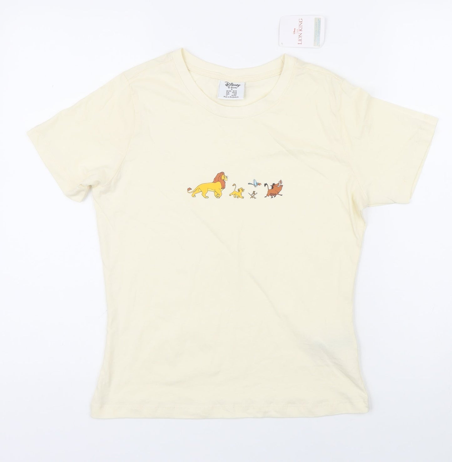 Disney Womens Ivory 100% Cotton Basic T-Shirt Size S Round Neck - Lion King