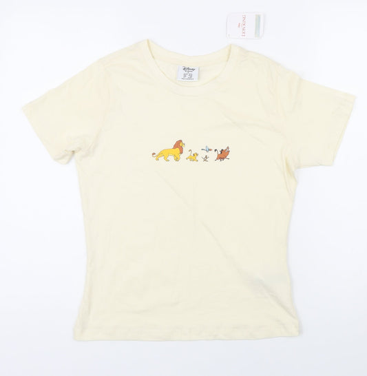 Disney Womens Ivory 100% Cotton Basic T-Shirt Size S Round Neck - Lion King