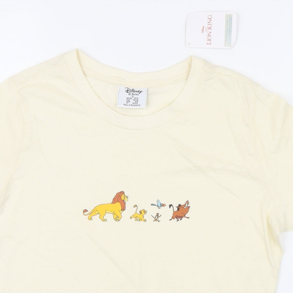 Disney Womens Ivory 100% Cotton Basic T-Shirt Size S Round Neck - Lion King