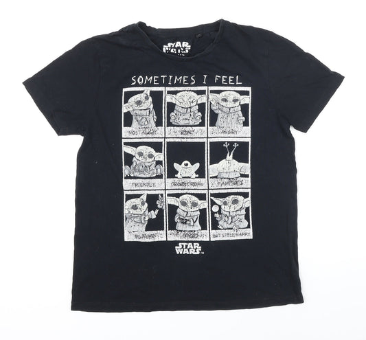 Star Wars Boys Black 100% Cotton Basic T-Shirt Size XL Round Neck - Star Wars