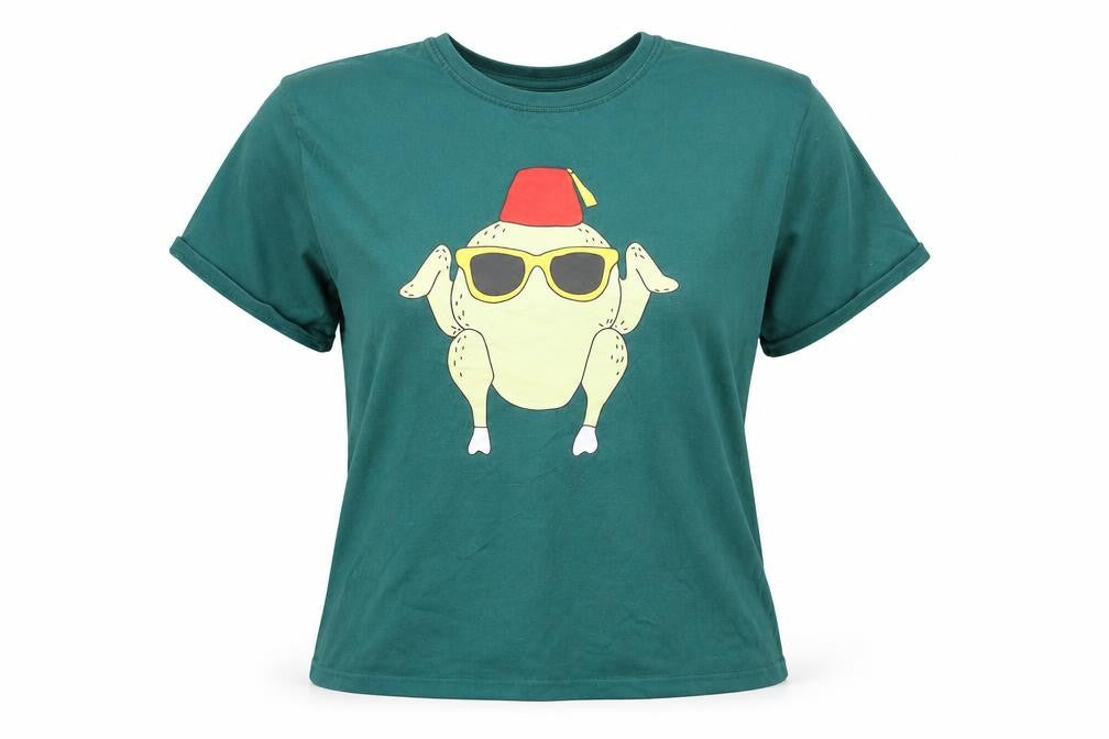 Friends Womens Green 100% Cotton Basic T-Shirt Size 12 Round Neck - Friends Christmas