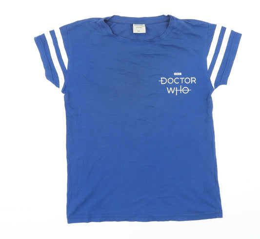 Doctor Who Womens Blue 100% Cotton Basic T-Shirt Size XS Round Neck