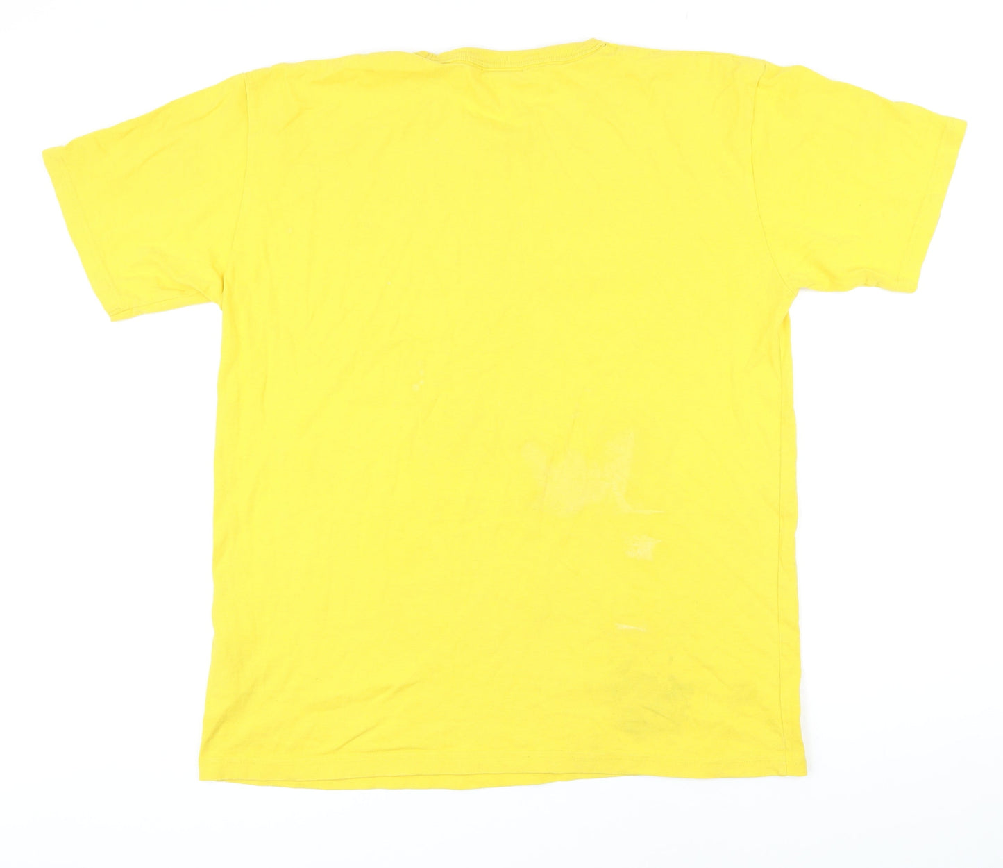 Tommy Jeans Mens Yellow Cotton T-Shirt Size L Round Neck