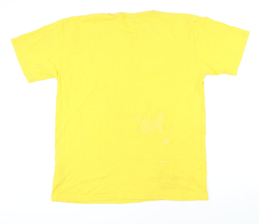 Tommy Jeans Mens Yellow Cotton T-Shirt Size L Round Neck