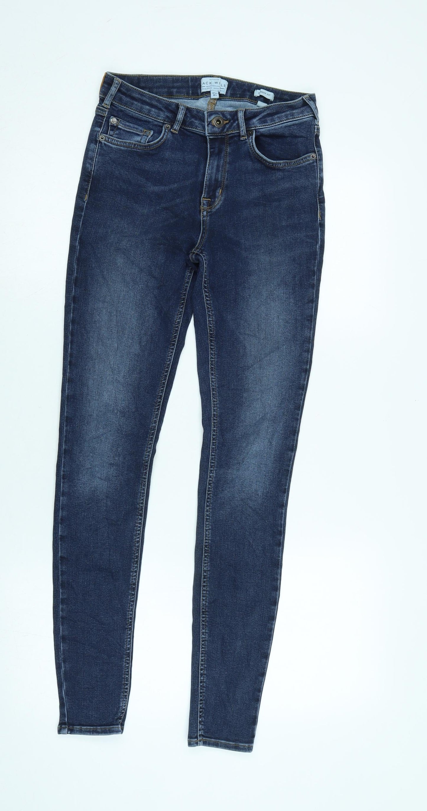 Jack Wills Womens Blue Cotton Blend Skinny Jeans Size 27 in L30 in Regular Zip