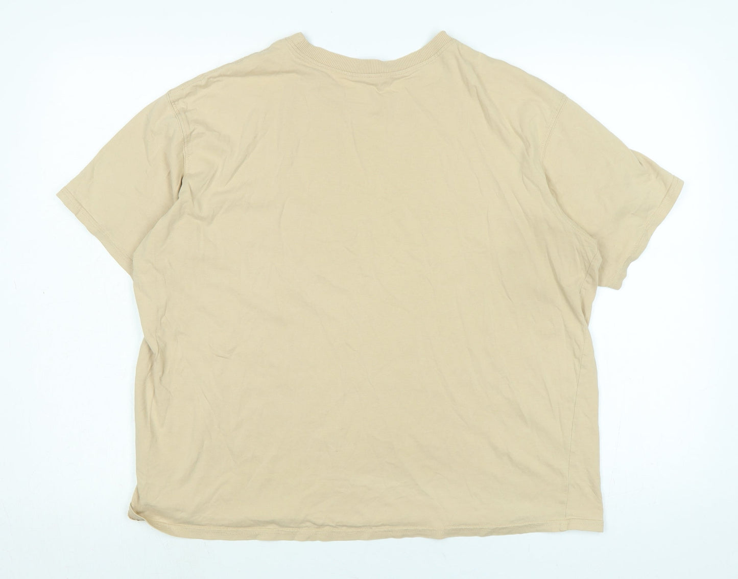 Divided Womens Beige Cotton Basic T-Shirt Size M Crew Neck