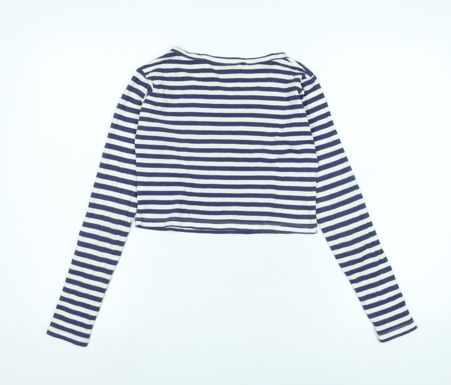 Topshop Womens Blue Cotton Basic T-Shirt Size 12 Scoop Neck