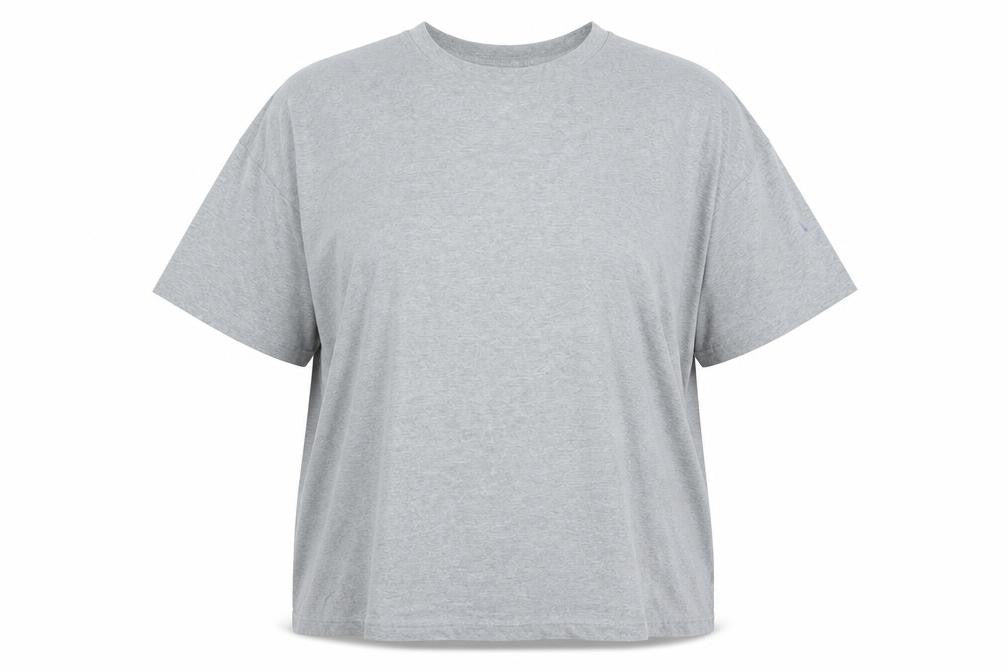 Front view of ASOS women’s grey cotton basic t-shirt, size XL, crew neck