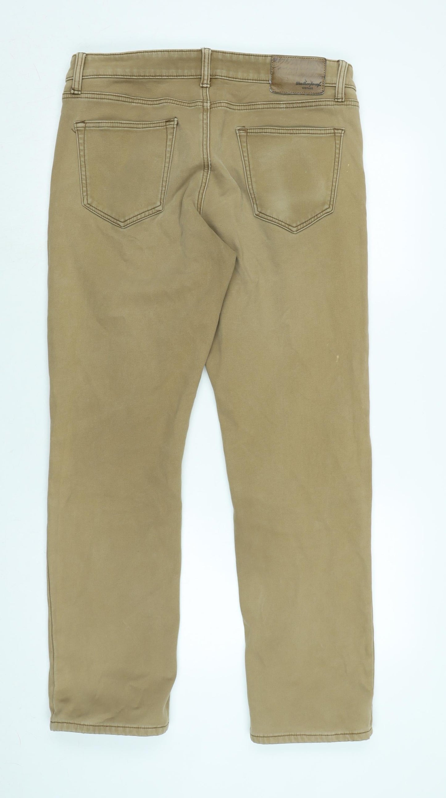 Vintage Mens Brown Cotton Blend Straight Jeans Size 34 in L32 in Regular Zip - Vintage Wash