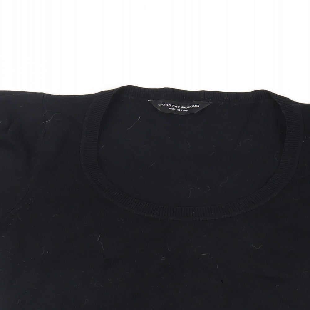 Dorothy Perkins Womens Black Scoop Neck Viscose Pullover Jumper Size 12