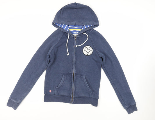 Jack Wills Womens Blue Cotton Full Zip Hoodie Size 10 Zip - Logo Pockets