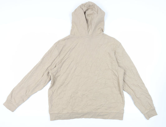 Marks and Spencer Mens Beige Cotton Pullover Hoodie Size M - Pockets