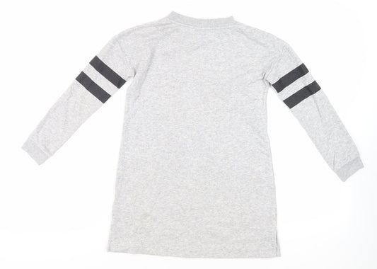 H&M Girls Grey Cotton Tunic Sweatshirt Size 8-9 Years Pullover