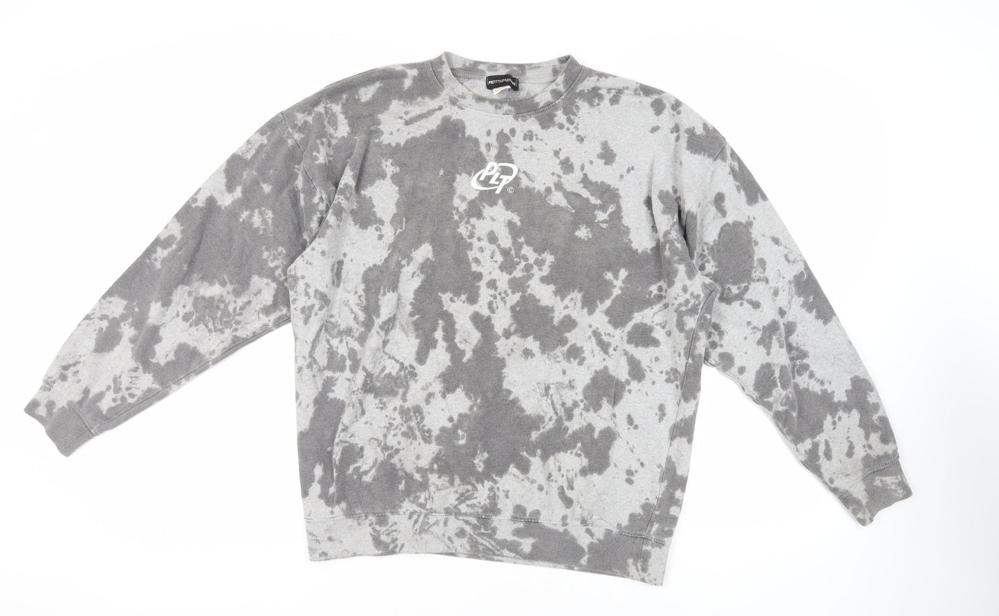 PRETTYLITTLETHING Womens Grey Camouflage Polyester Pullover Sweatshirt Size L Pullover - Logo