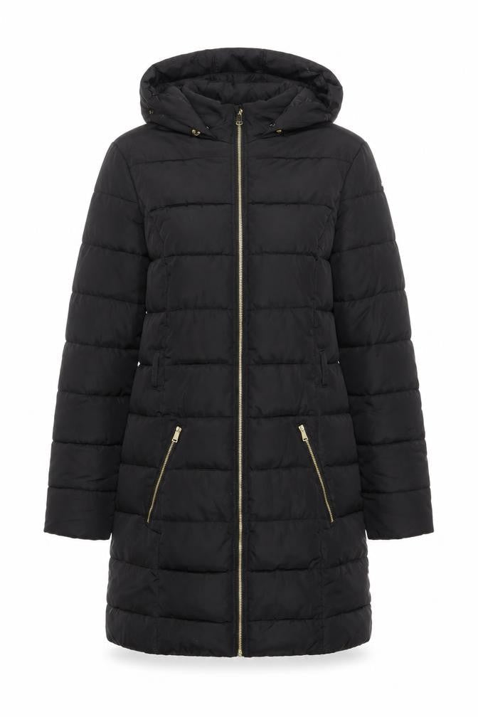 Dorothy Perkins Womens Black Quilted Coat Size 10 Zip - Hooded