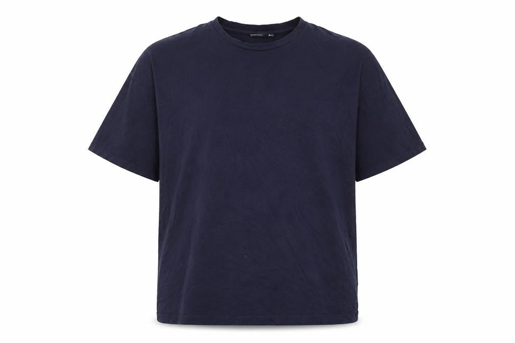 Front view of ASOS men’s blue cotton t-shirt, size 2XL, crew neck