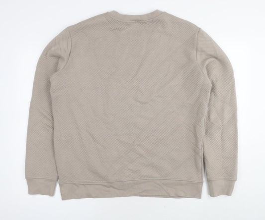 Marks and Spencer Mens Beige Cotton Pullover Sweatshirt Size L - Ribbed