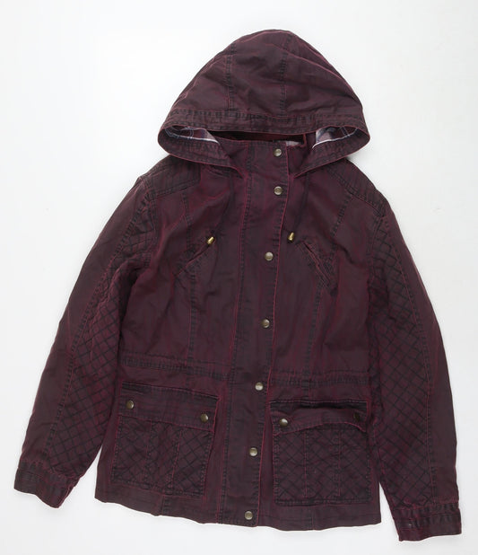 Marks and Spencer Womens Red Rain Coat Coat Size 14 Zip - Waxed Look