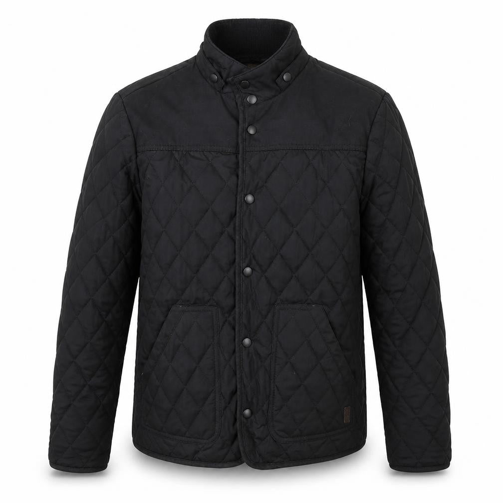 River Island Mens Black Quilted Coat Size S Snap