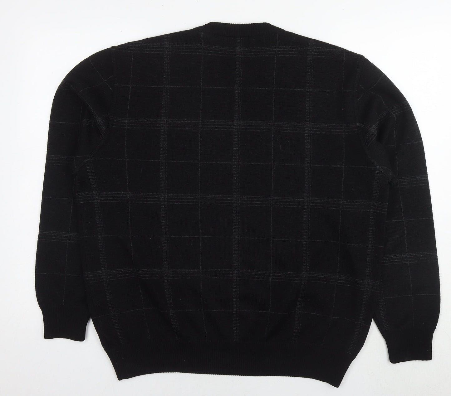 Marks and Spencer Womens Black Check Acrylic Pullover Sweatshirt Size L Pullover