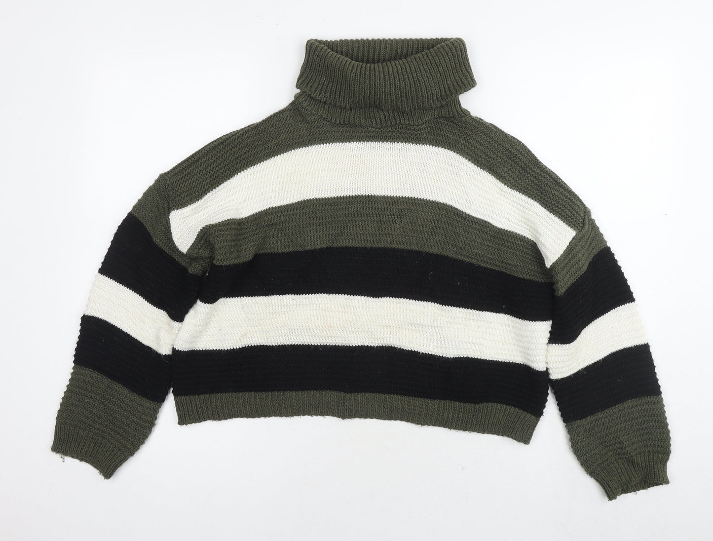 Quiz Womens Multicoloured Roll Neck Striped Acrylic Pullover Jumper Size S