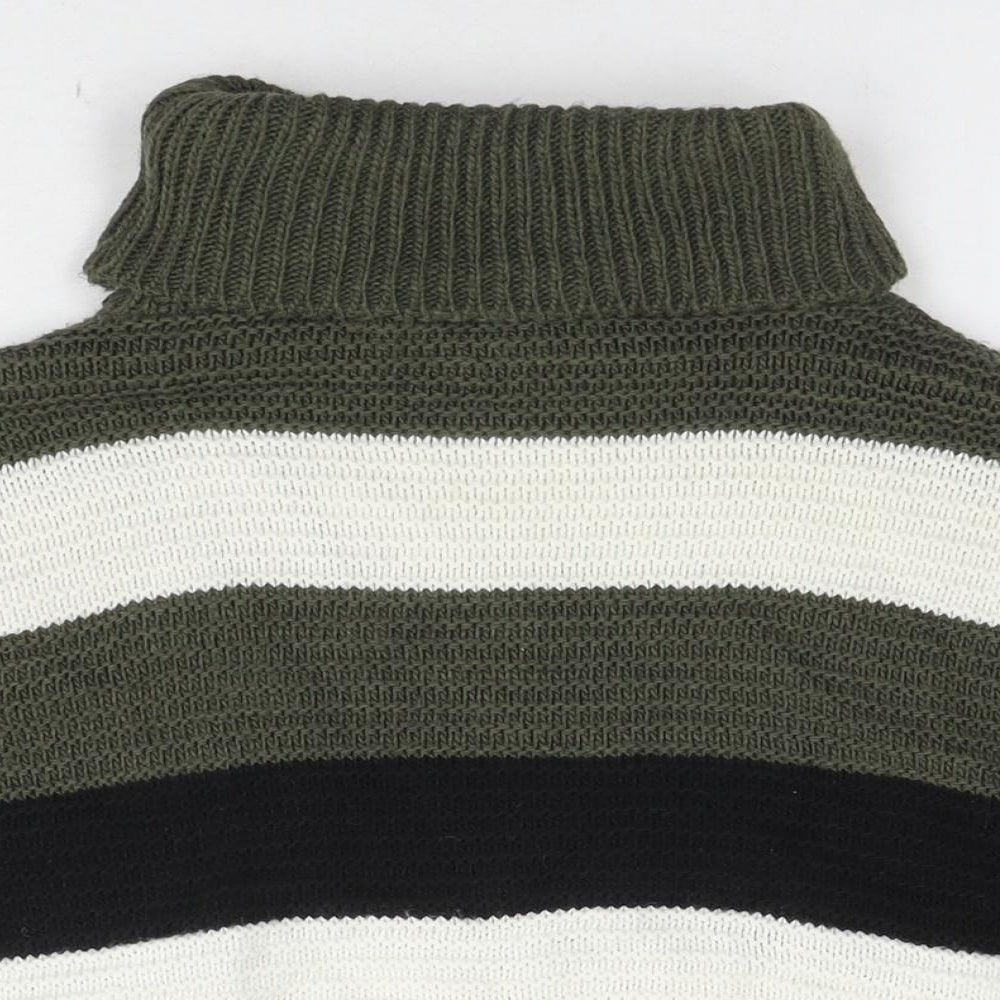 Quiz Womens Multicoloured Roll Neck Striped Acrylic Pullover Jumper Size S
