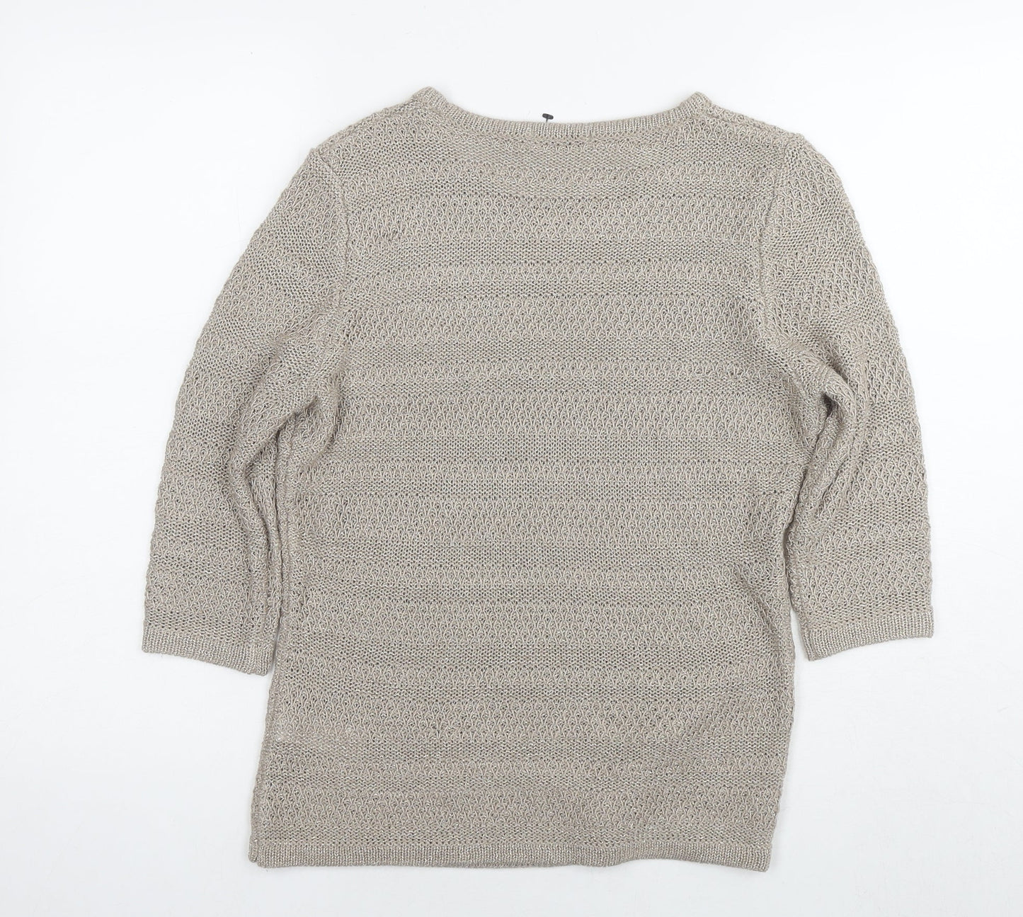 Marks and Spencer Womens Beige Round Neck Acrylic Pullover Jumper Size 12