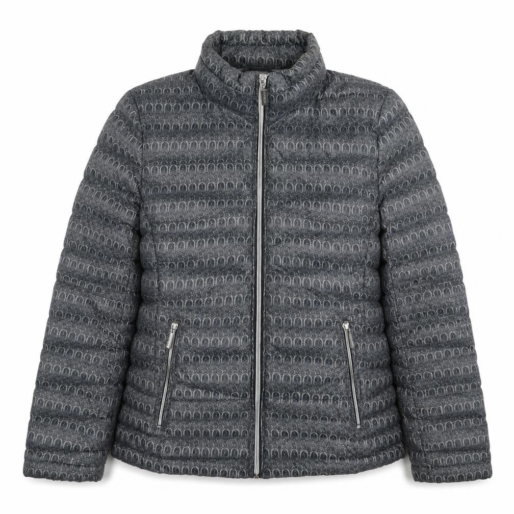 Etage Womens Grey Geometric Puffer Jacket Jacket Size 8 Zip