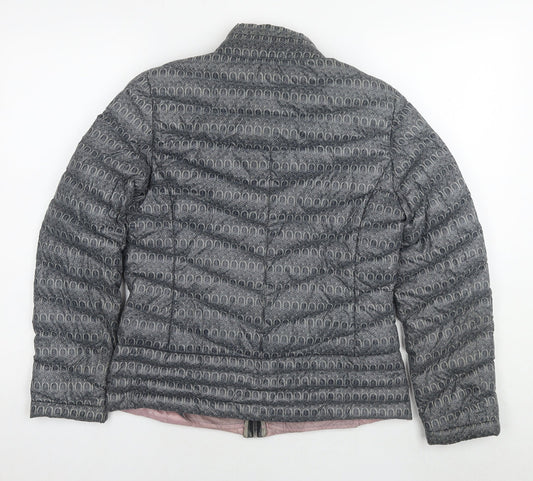 Etage Womens Grey Geometric Puffer Jacket Jacket Size 8 Zip