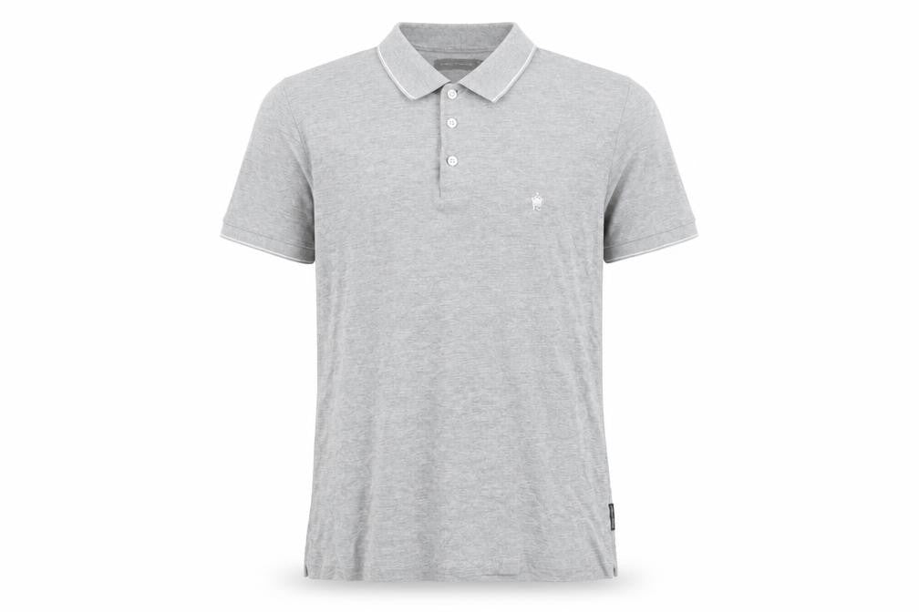 French Connection Mens Grey Cotton Polo Size S Collared Button