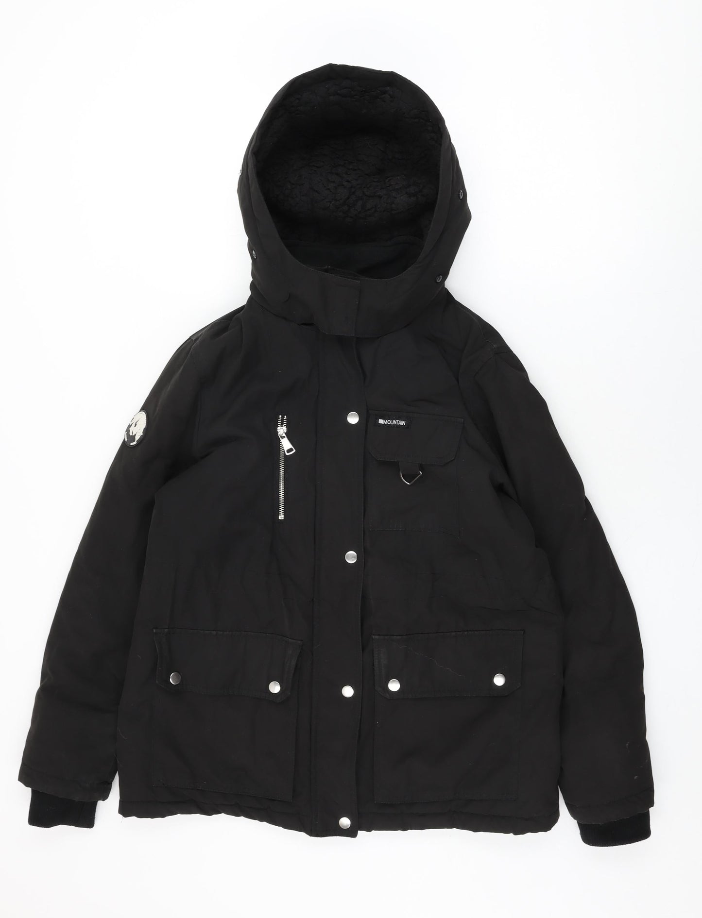 New Look Womens Black Rain Coat Coat Size 10 Zip