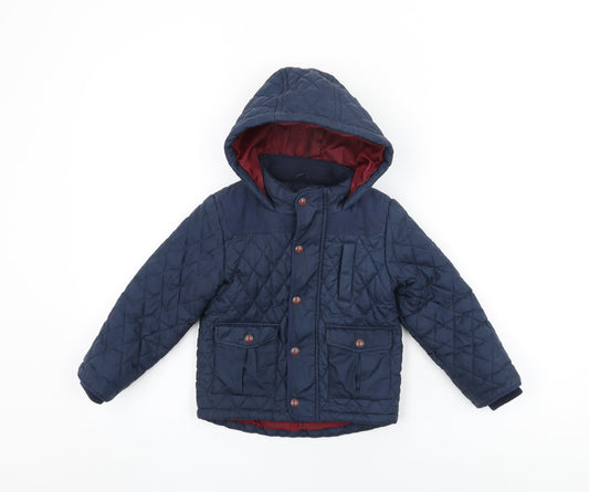 Marks and Spencer Boys Blue Quilted Coat Size 3-4 Years Zip