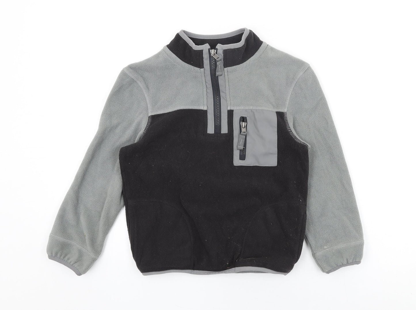 Marks and Spencer Boys Grey Polyester Pullover Sweatshirt Size 7-8 Years Zip