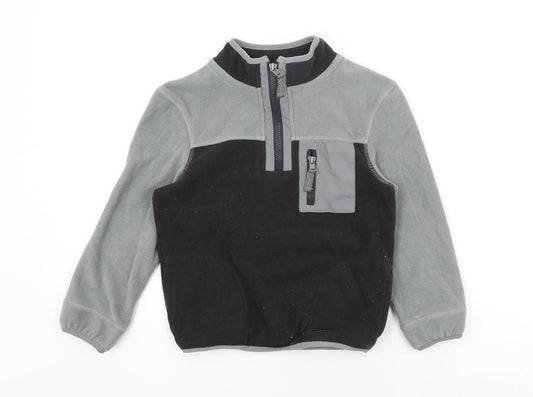 Marks and Spencer Boys Grey Polyester Pullover Sweatshirt Size 7-8 Years Zip
