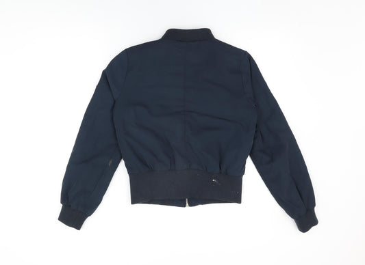 Miss Selfridge Womens Blue Bomber Jacket Coat Size 8 Zip