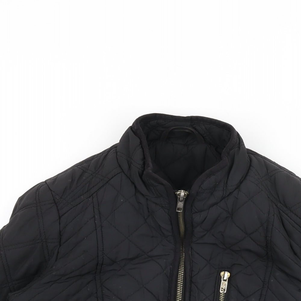 Dunnes Womens Black Quilted Jacket Size 8 Zip
