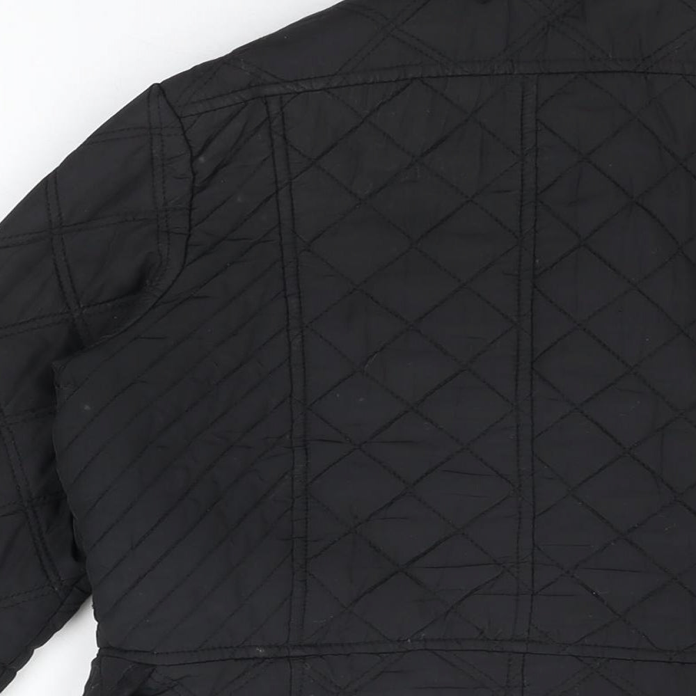 Dunnes Womens Black Quilted Jacket Size 8 Zip