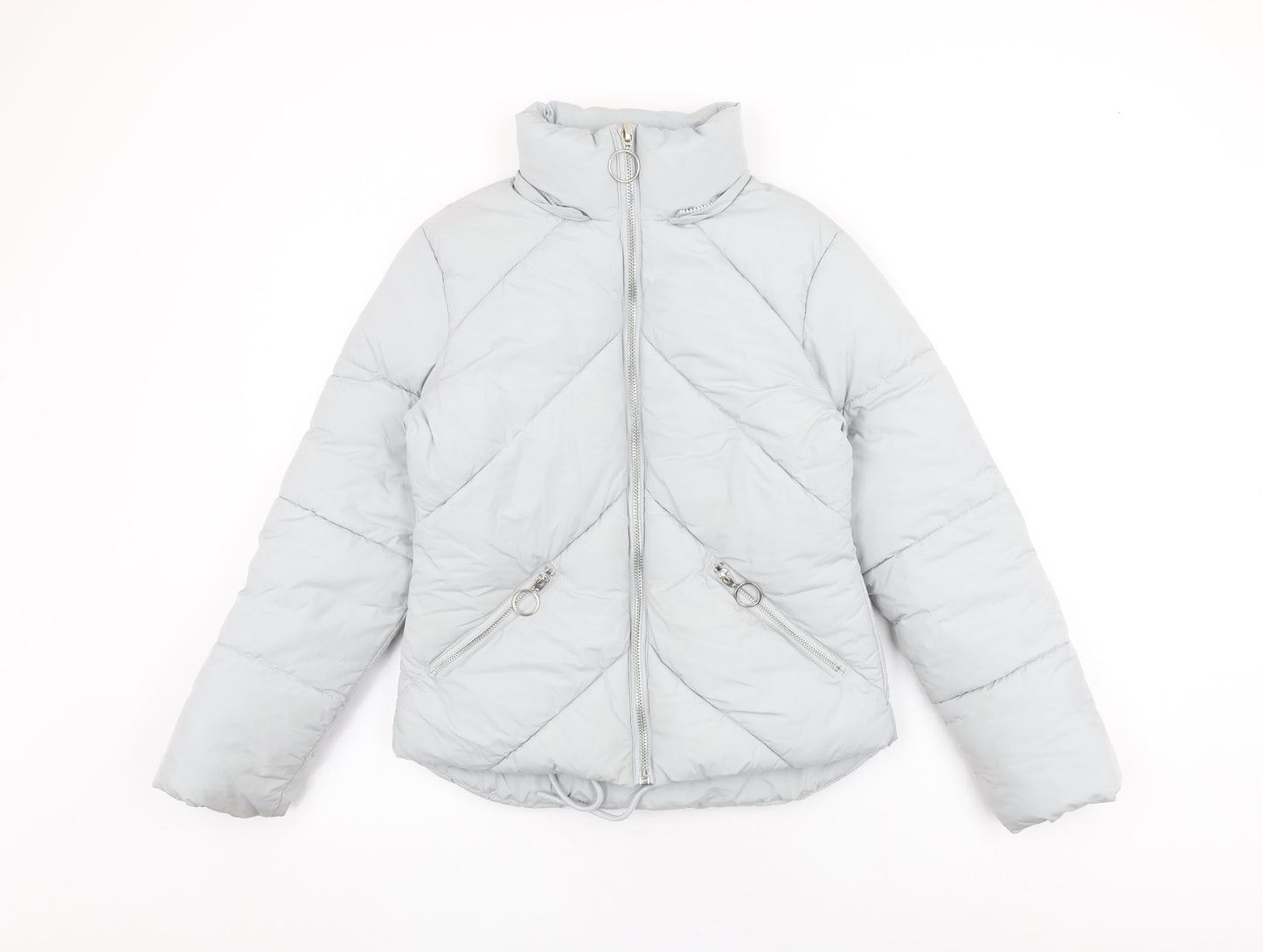 Topshop Womens Blue Puffer Jacket Coat Size 4 Zip