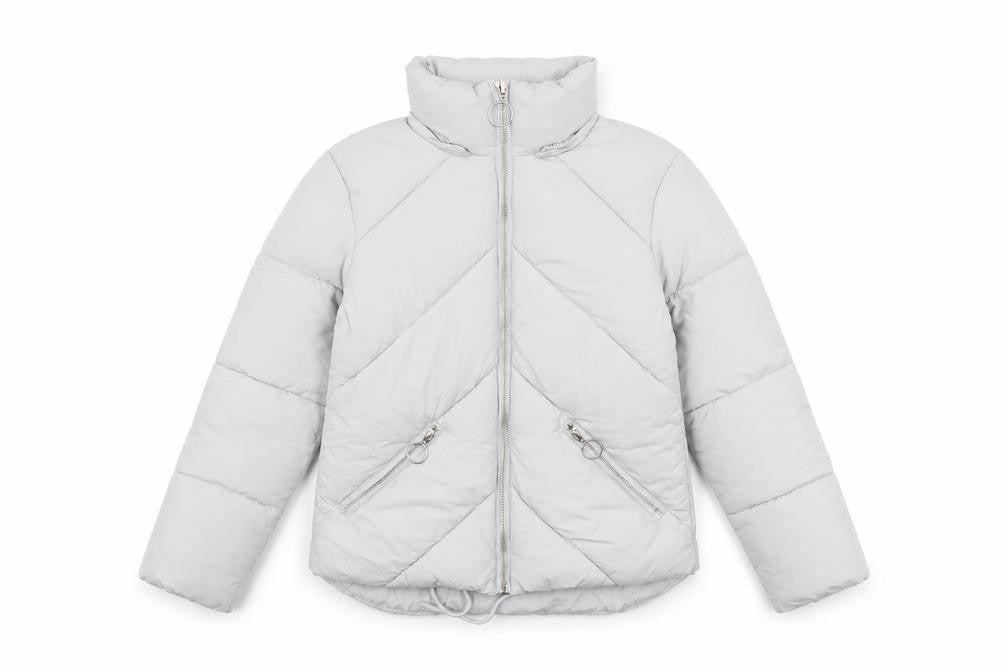 Topshop Womens Blue Puffer Jacket Coat Size 4 Zip