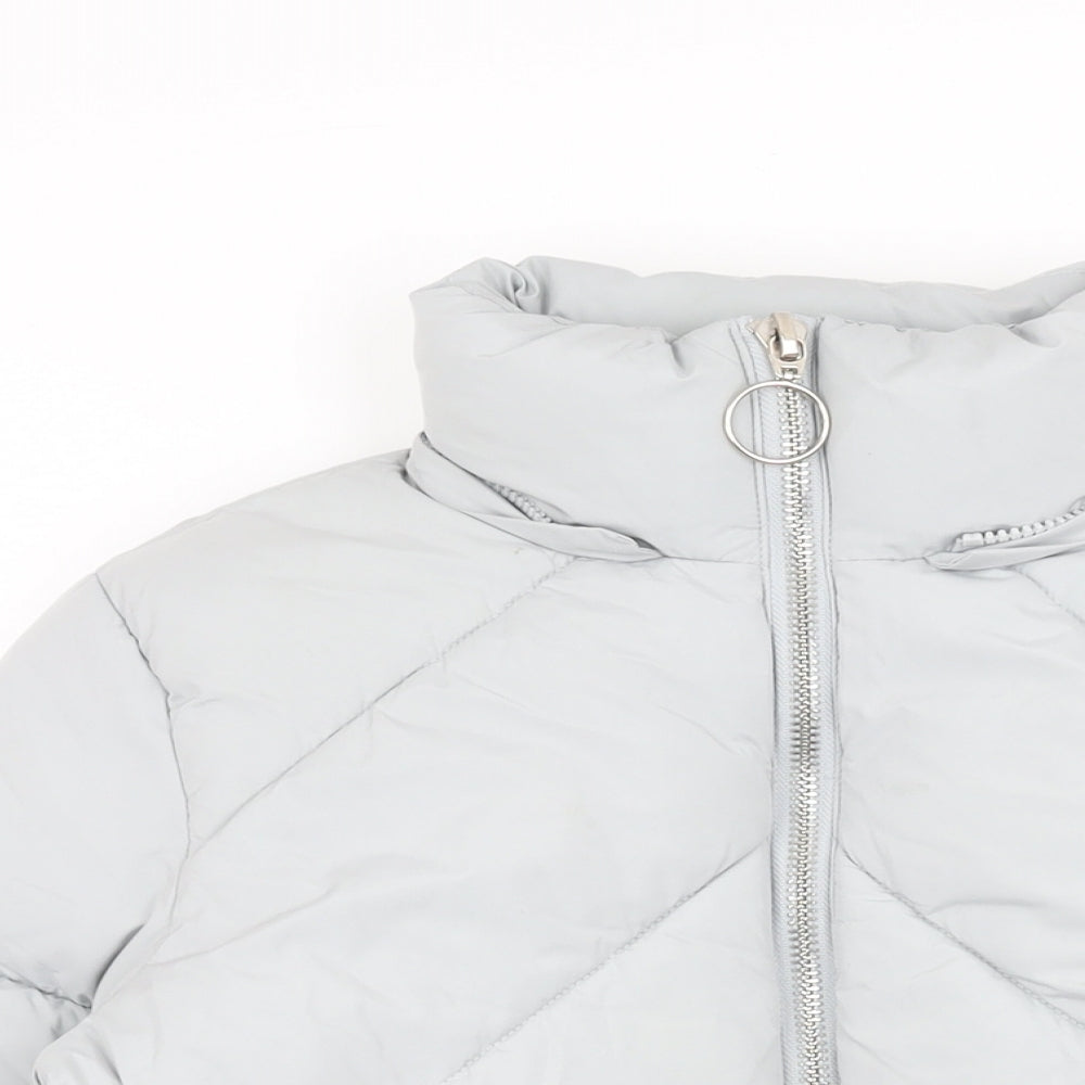 Topshop Womens Blue Puffer Jacket Coat Size 4 Zip