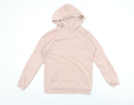 H&M Girls Pink Cotton Pullover Hoodie Size 13-14 Years Pullover