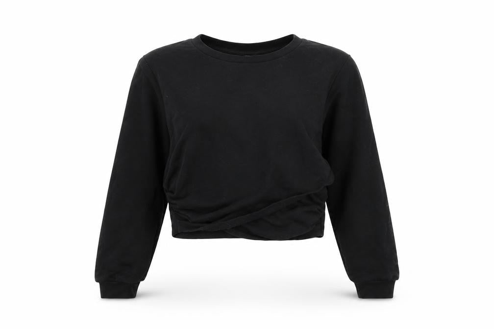 ASOS Womens Black Cotton Pullover Sweatshirt Size 10 Pullover - Cropped