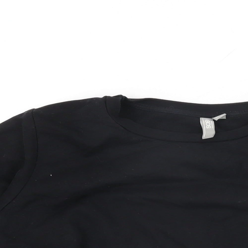 ASOS Womens Black Cotton Pullover Sweatshirt Size 10 Pullover - Cropped