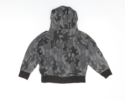 Rebel Boys Grey Camouflage Cotton Full Zip Hoodie Size 7-8 Years Zip