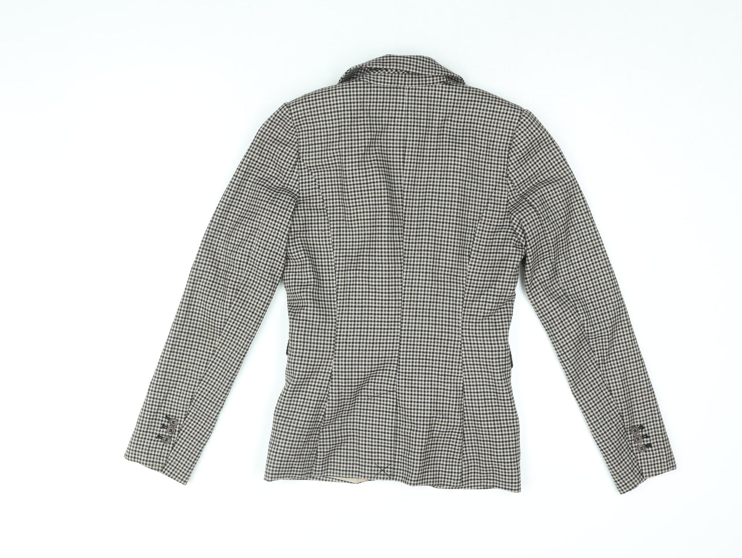 H&M Womens Brown Geometric Jacket Blazer Size 4 Button