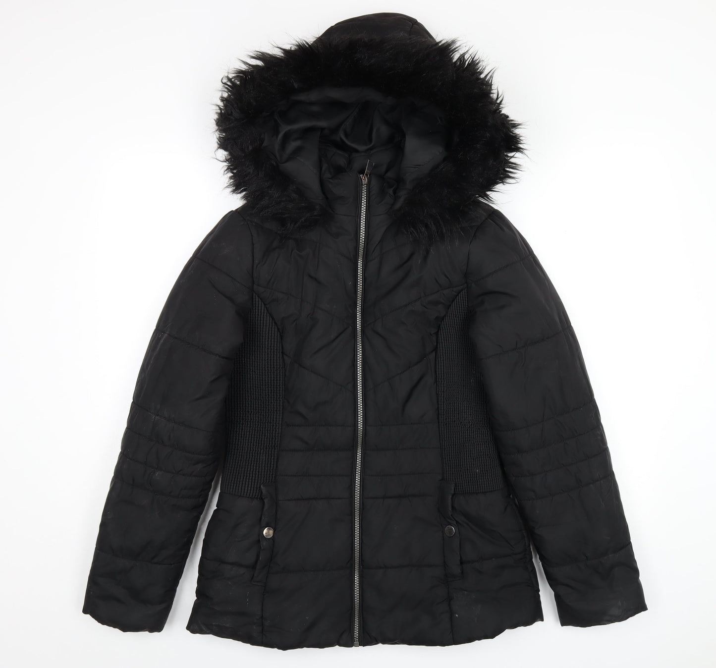 Very Womens Black Puffer Jacket Coat Size 10 Zip