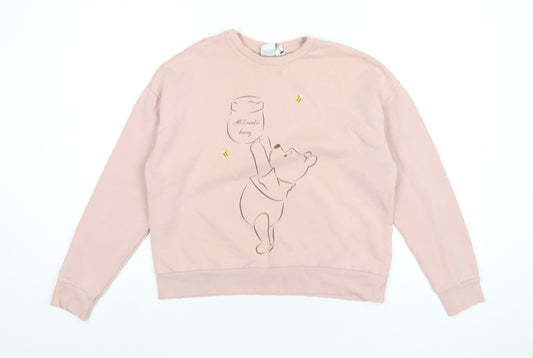 Disney Womens Pink Cotton Pullover Sweatshirt Size S Pullover - Winnie the Pooh